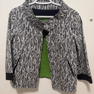 Black & White Patterned Women's Blazer with Single Button